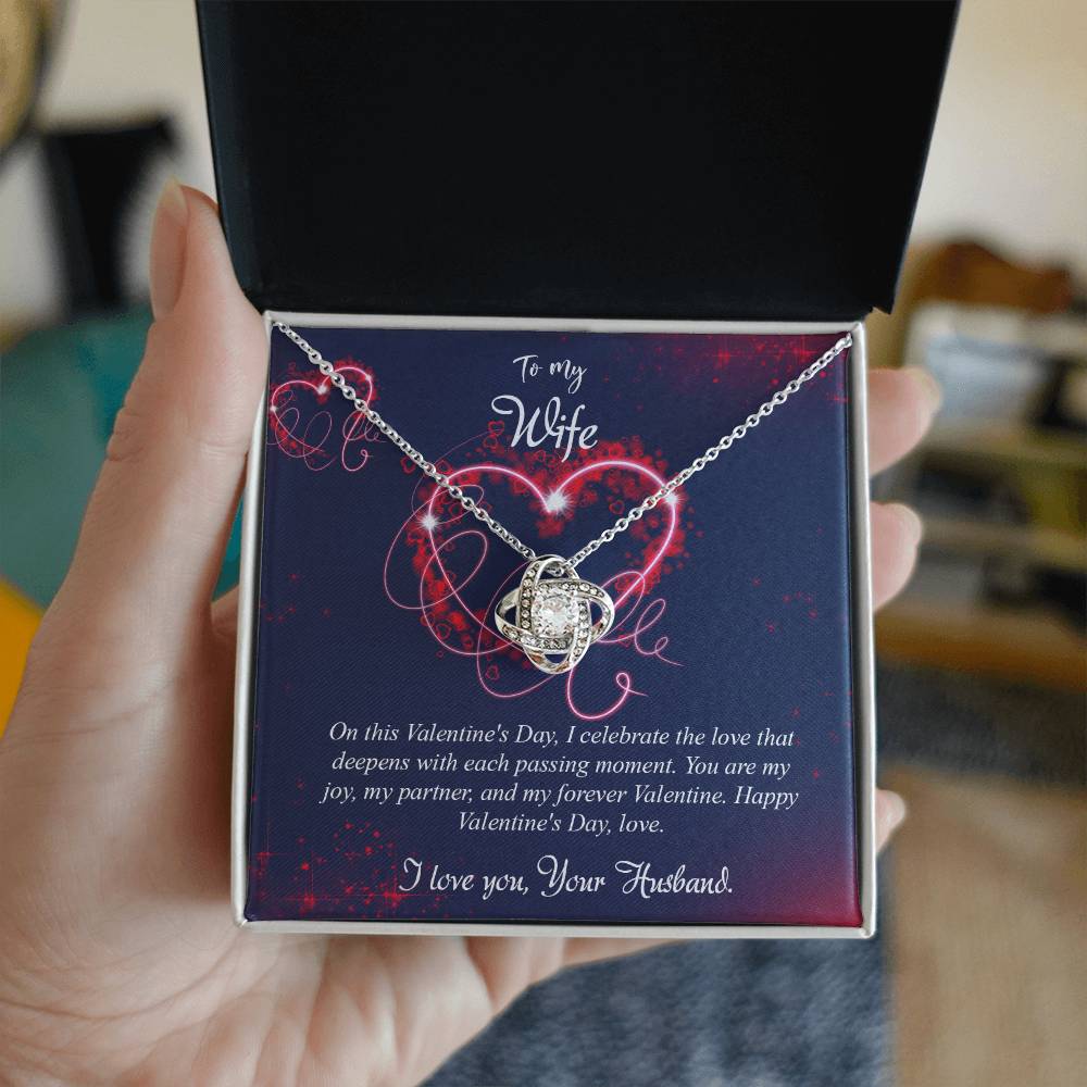 valentine-7a Love Knot Necklace, Gift to my Wife with Beautiful Message Card