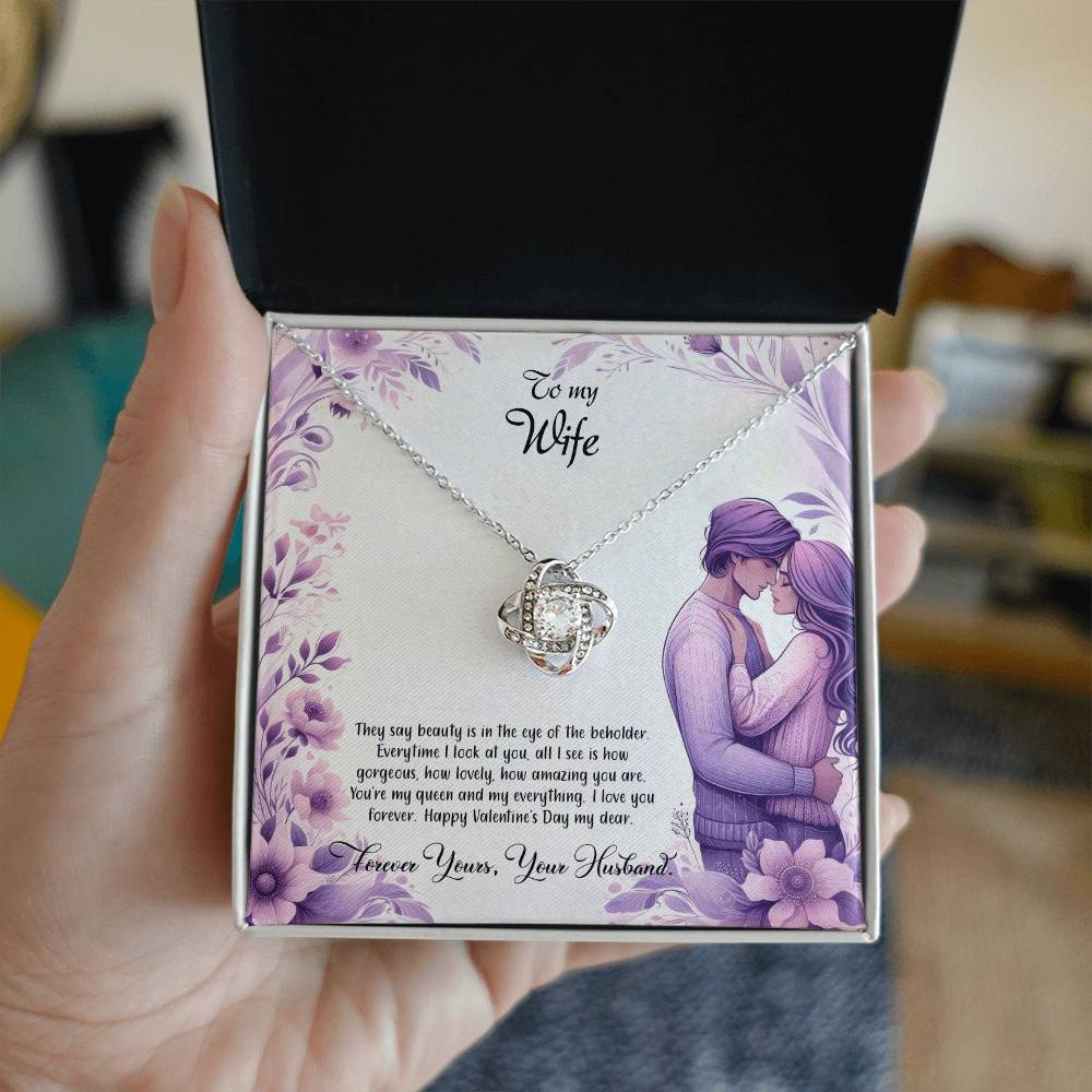 Valentine-st25a Love Knot Necklace, Gift to my Wife with Beautiful Message Card