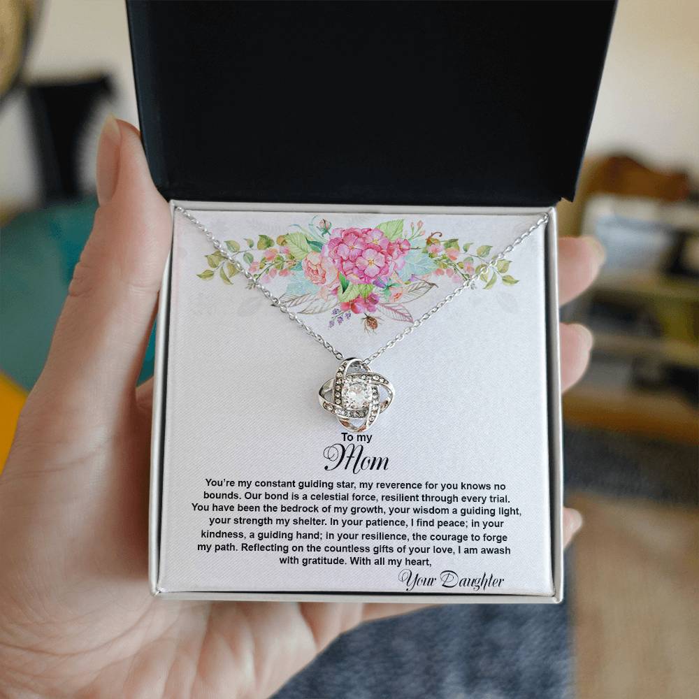 4026a Love Knot Necklace, Gift to my Mom with Beautiful Message Card