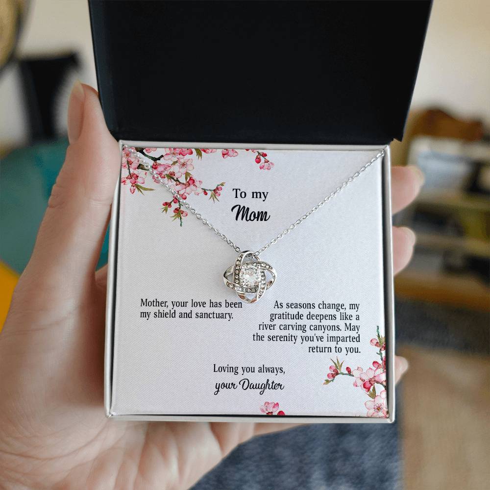 4039c Love Knot Necklace, Gift to my Mom with Beautiful Message Card