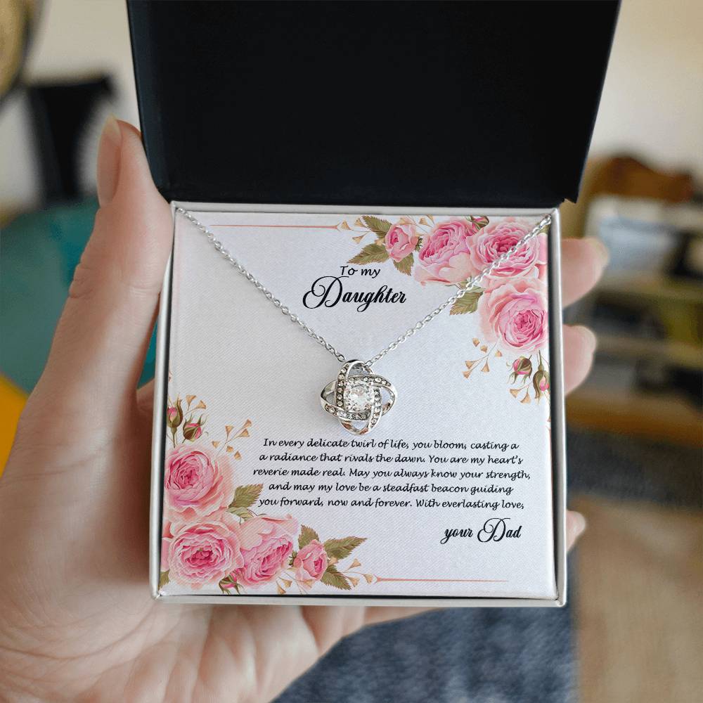 4034 (b) Love Knot Necklace, Gift to my Daughter with Beautiful Message Card