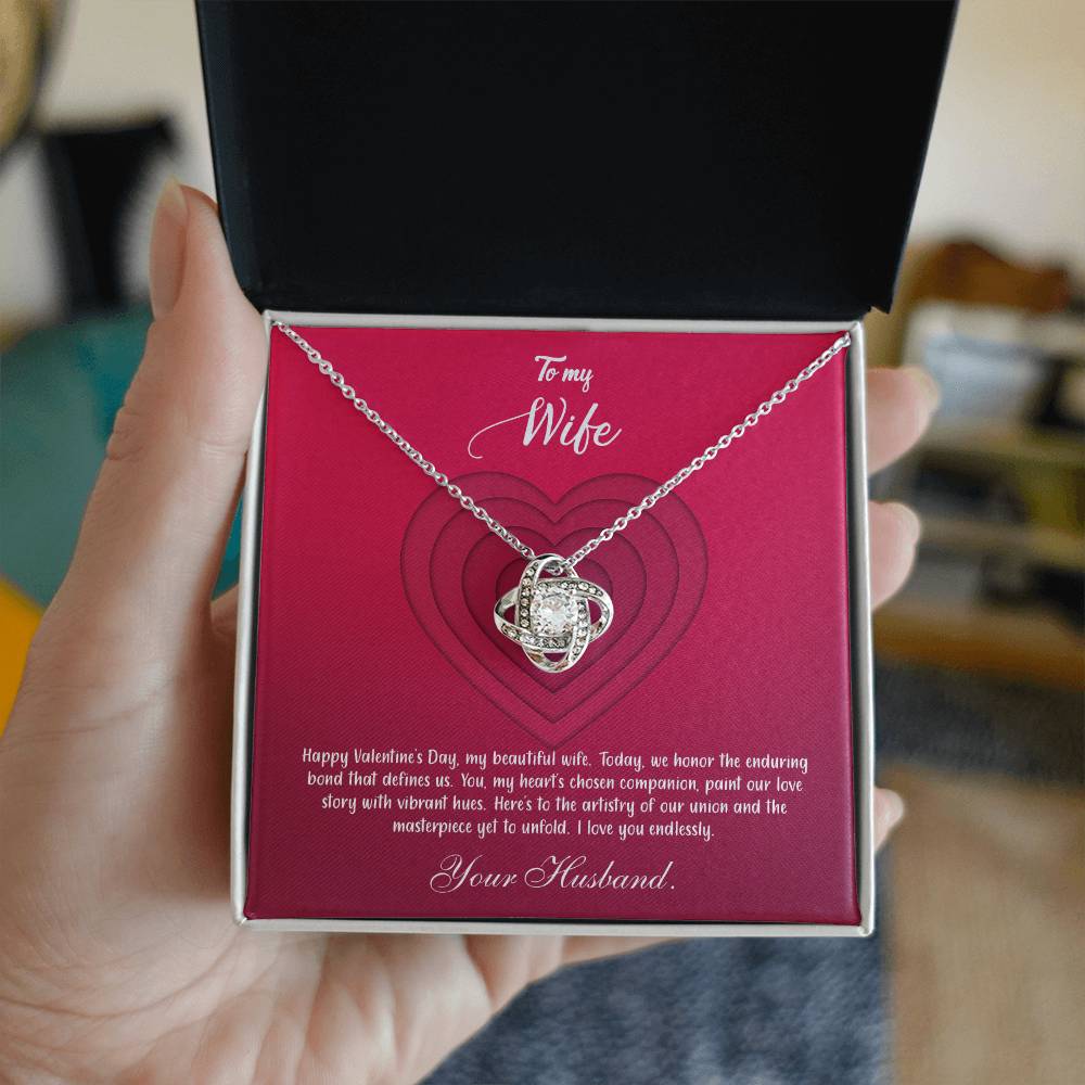 valentine-9a Love Knot Necklace, Gift to my Wife with Beautiful Message Card