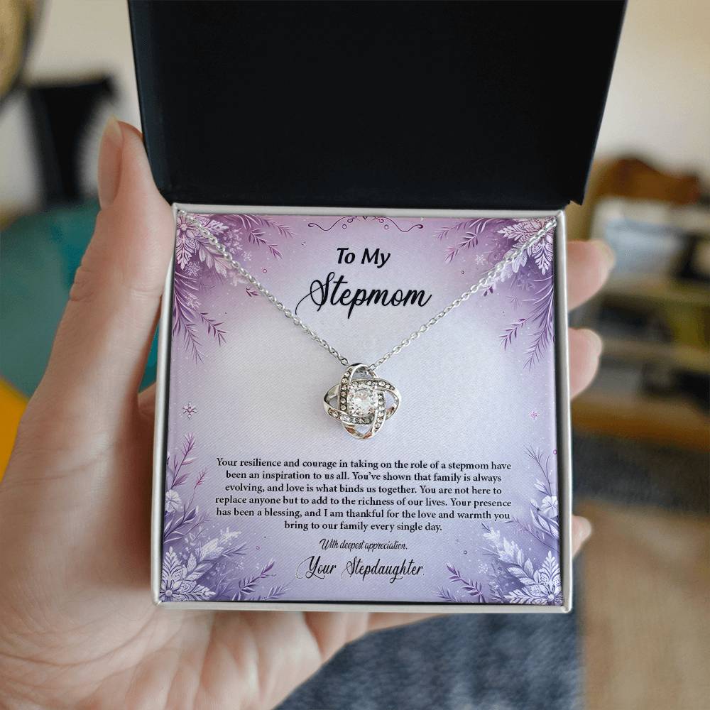 4054b Love Knot Necklace, Gift to my Stepmom with Beautiful Message Card