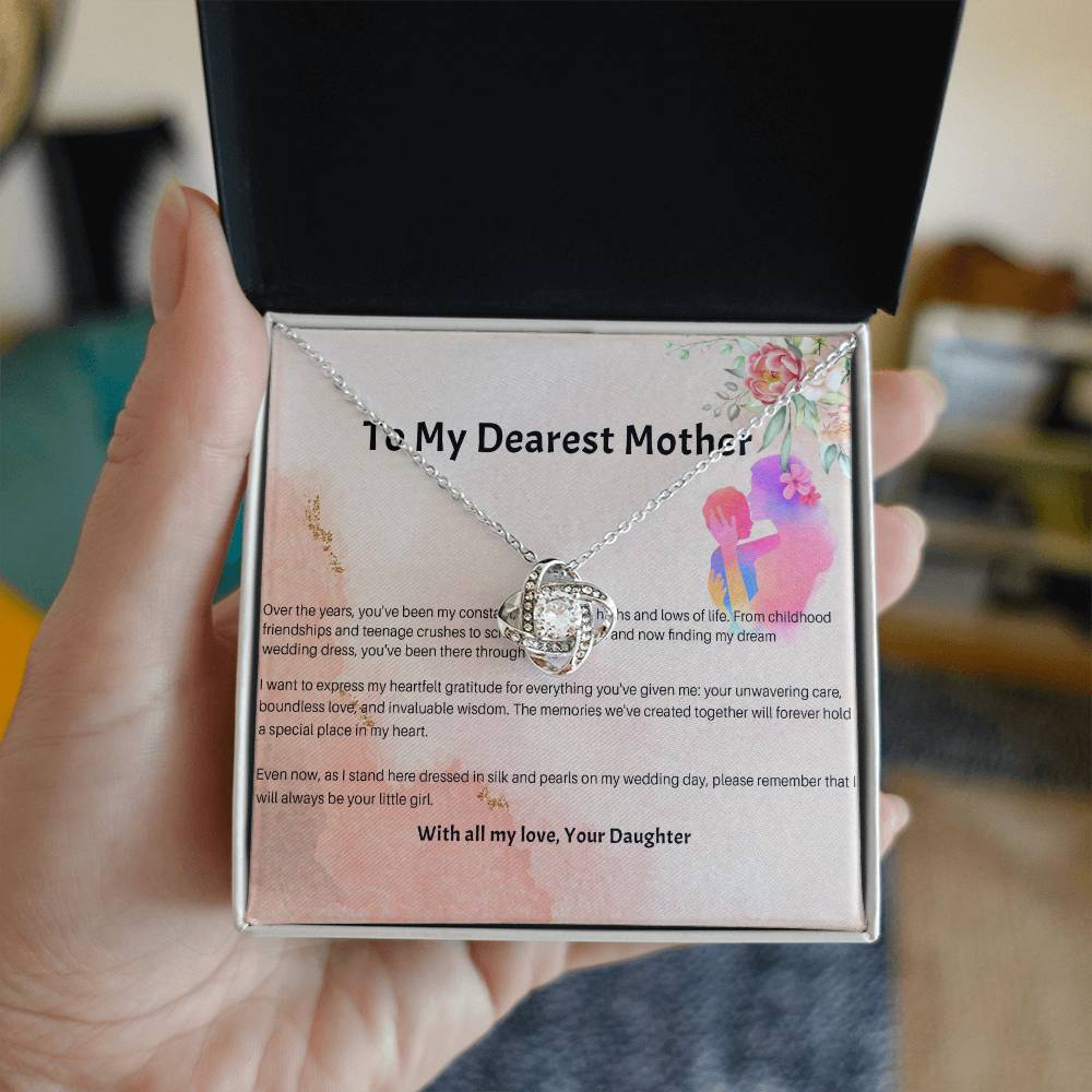 94689a Love Knot Necklace, Gift to my Mom with Beautiful Message Card