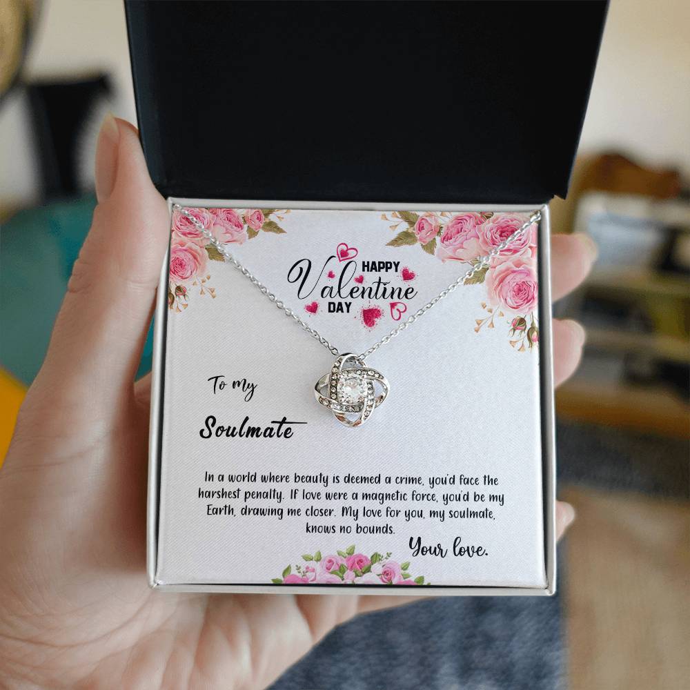 valentine-31b Love Knot Necklace, Gift to My Soulmate with Message card