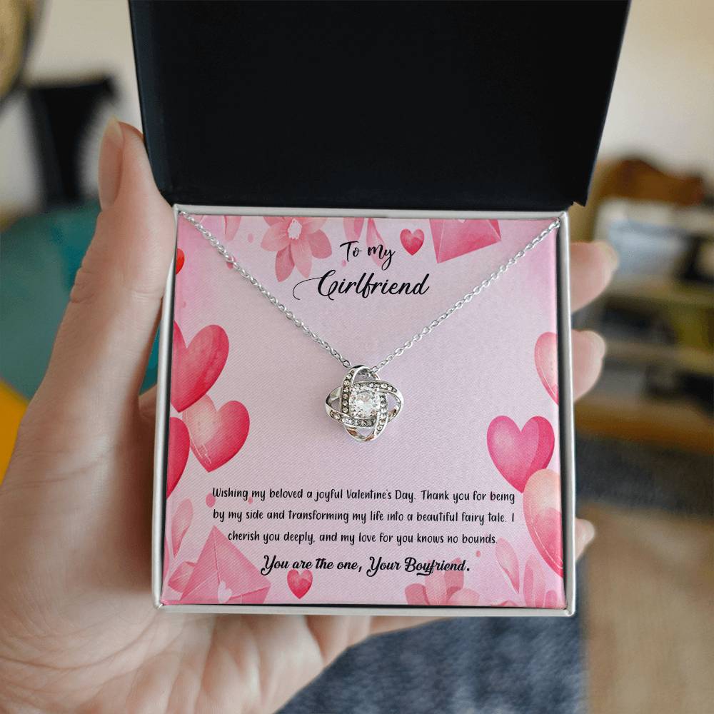 valentine-37c Love Knot Necklace, Gift to my Girlfriend with Beautiful Message Card