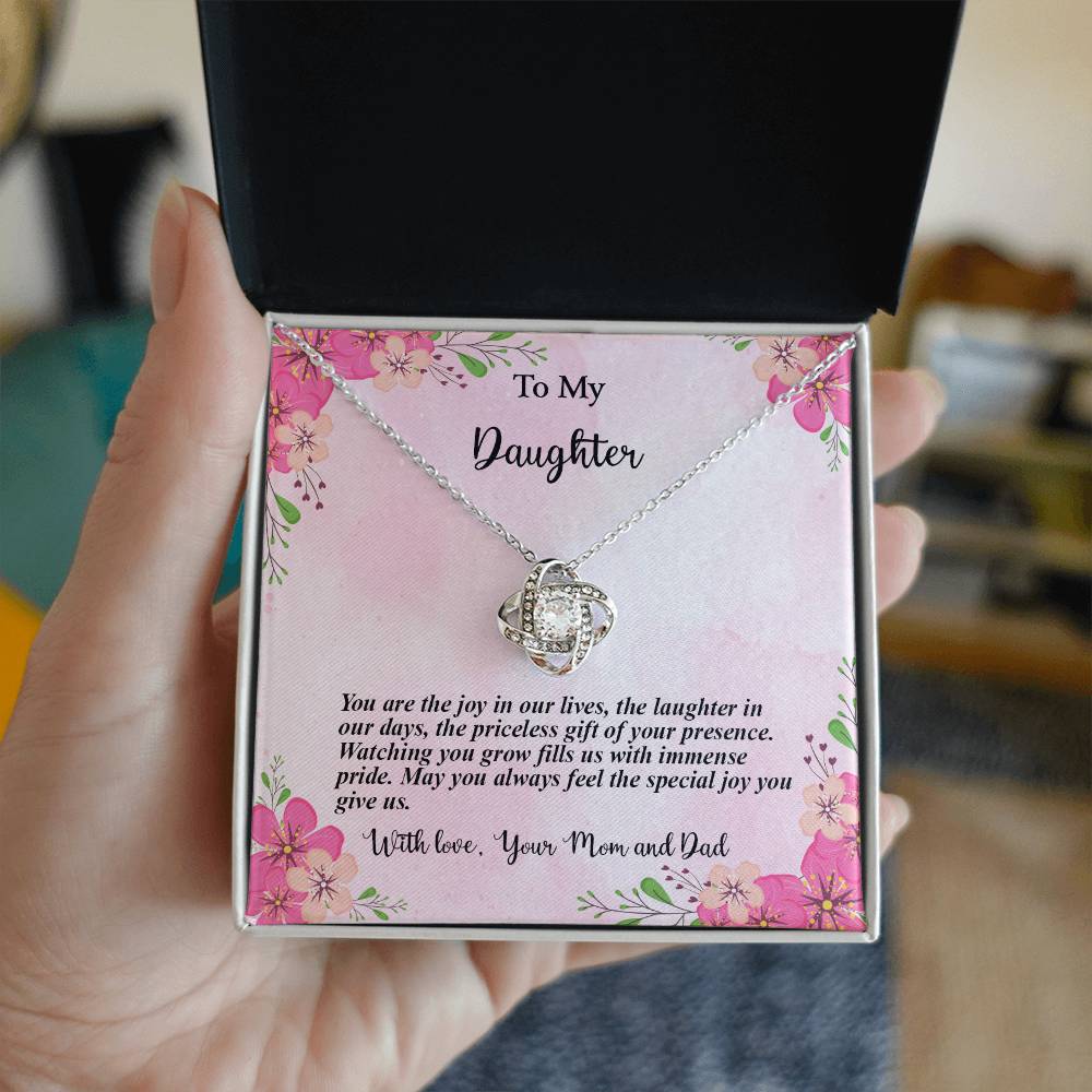 4035c Love Knot Necklace, Gift to my Daughter with Beautiful Message Card