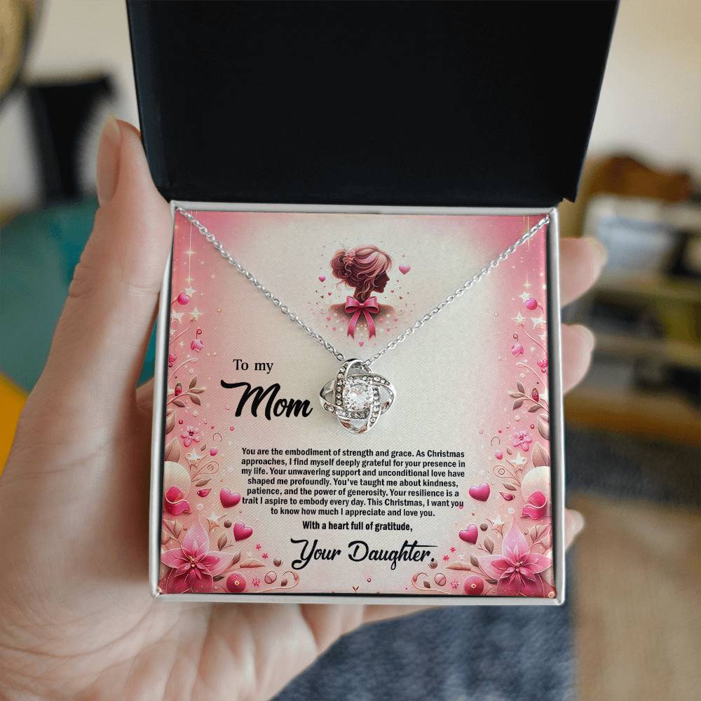 4058c Love Knot Necklace, Gift to my Mom with Beautiful Message Card