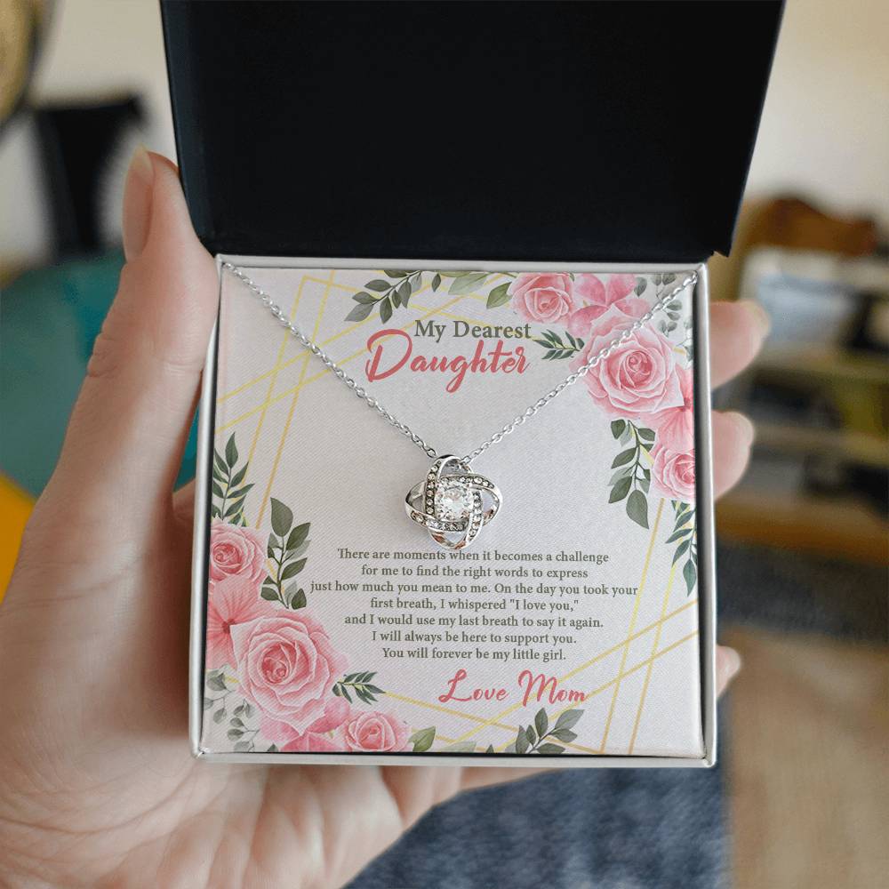 4021b Love Knot Necklace, Gift to my Daughter with Beautiful Message Card