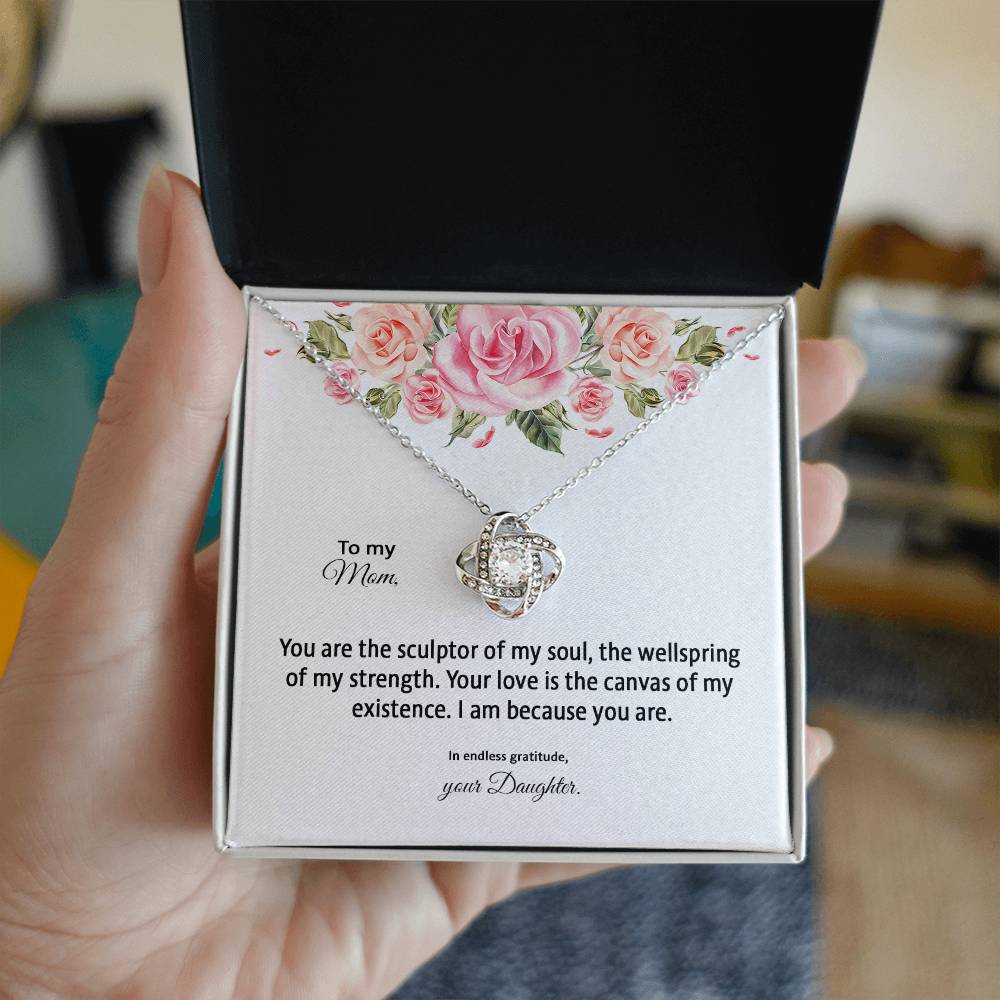 4031b Love Knot Necklace, Gift to my Mom with Beautiful Message Card