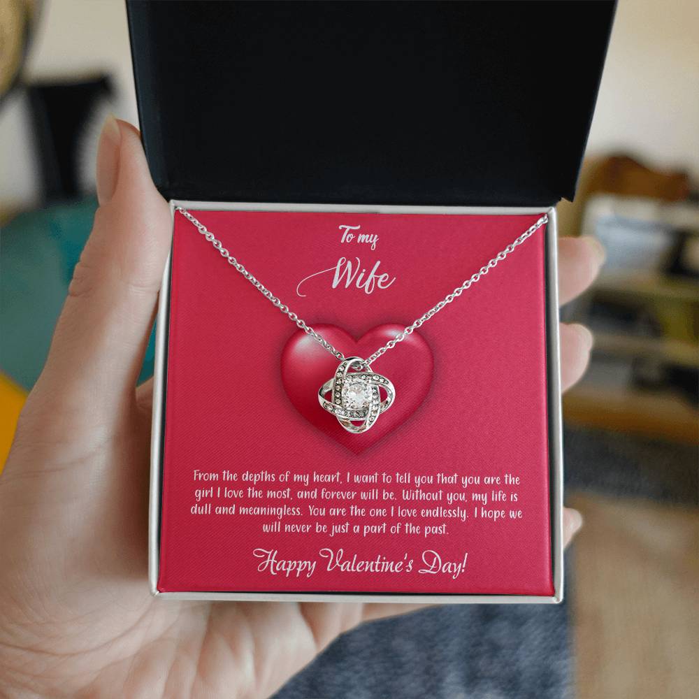 valentine-35a Love Knot Necklace, Gift to my Wife with Beautiful Message Card