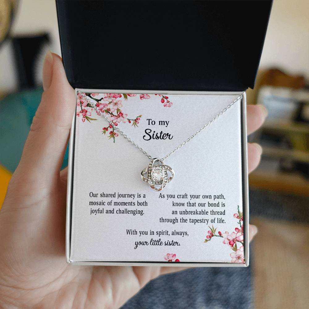 4039b Love Knot Necklace, Gift to my Sister with Beautiful Message Card