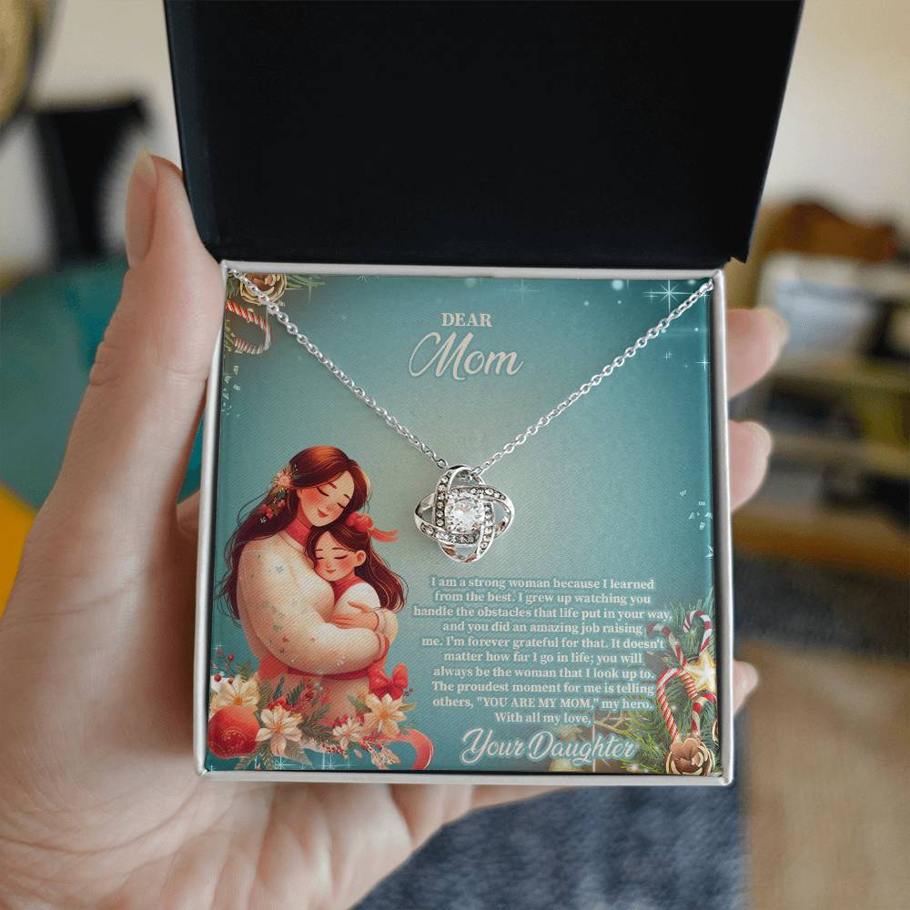 4024b Love Knot Necklace, Gift to my Mom with Beautiful Message Card