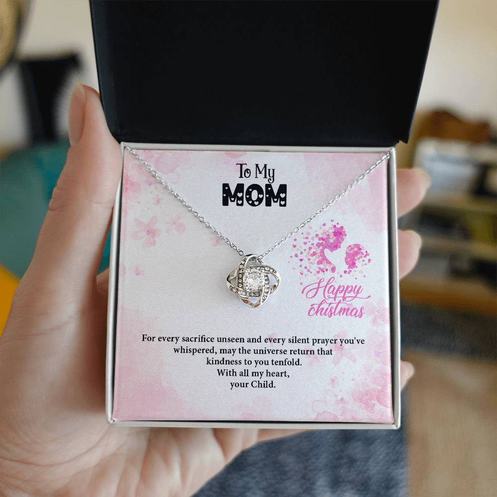 4020c Love Knot Necklace, Gift to my Mom with Beautiful Message Card