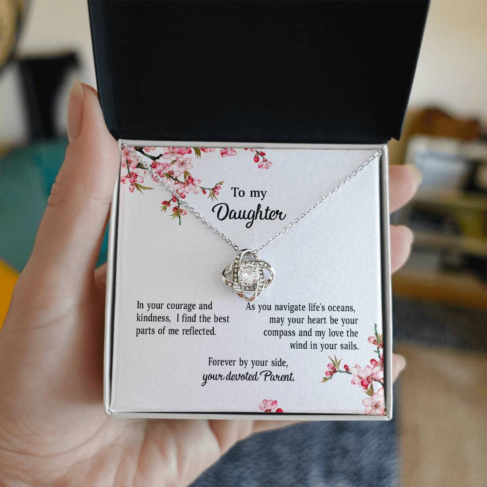 4039a Love Knot Necklace, Gift to my Daughter with Beautiful Message Card