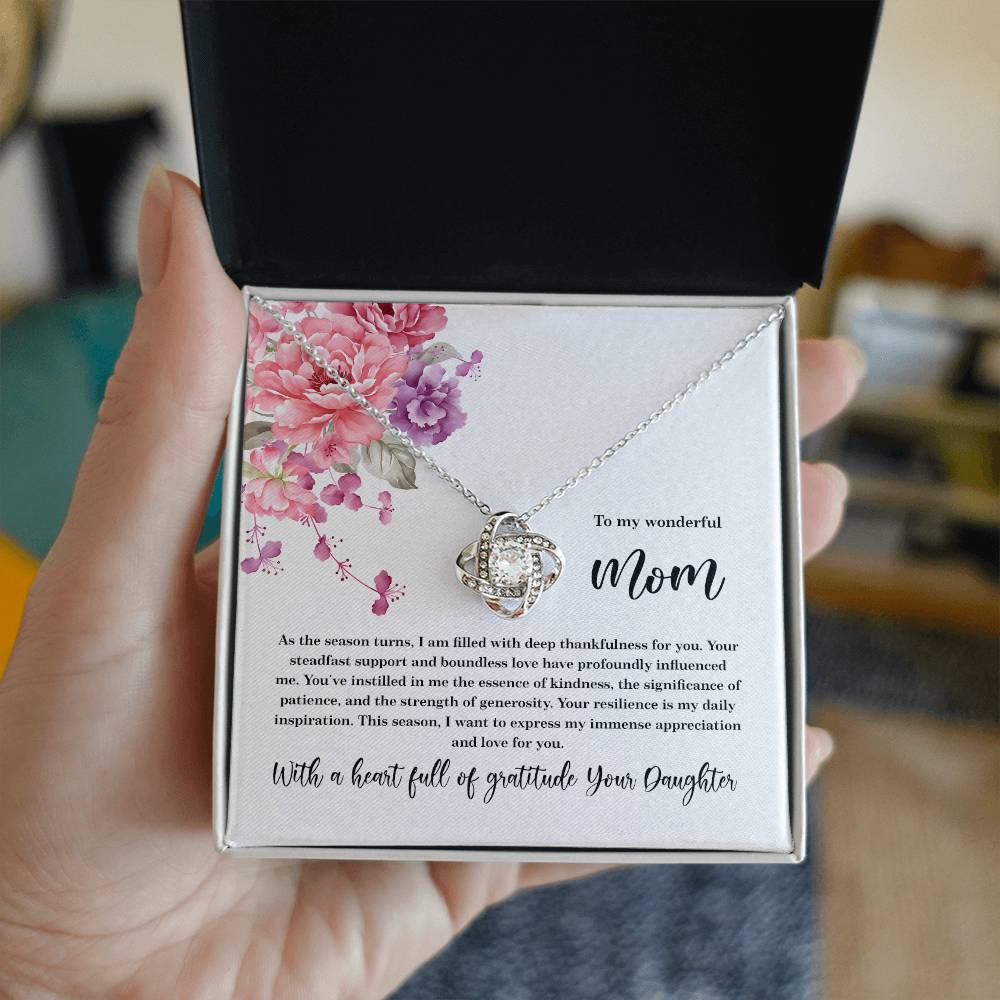 4027e Love Knot Necklace, Gift to my Mom with Beautiful Message Card