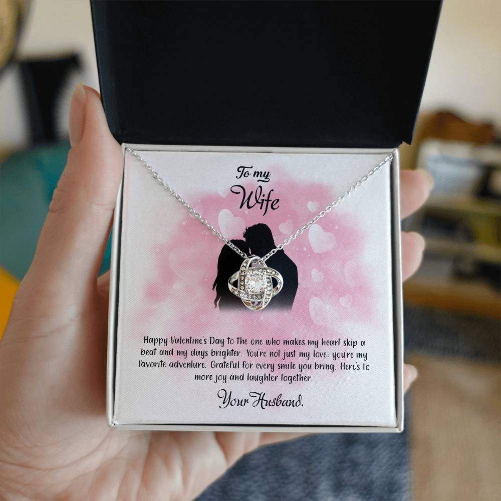 valentine-5a Love Knot Necklace, Gift to my Wife with Beautiful Message Card