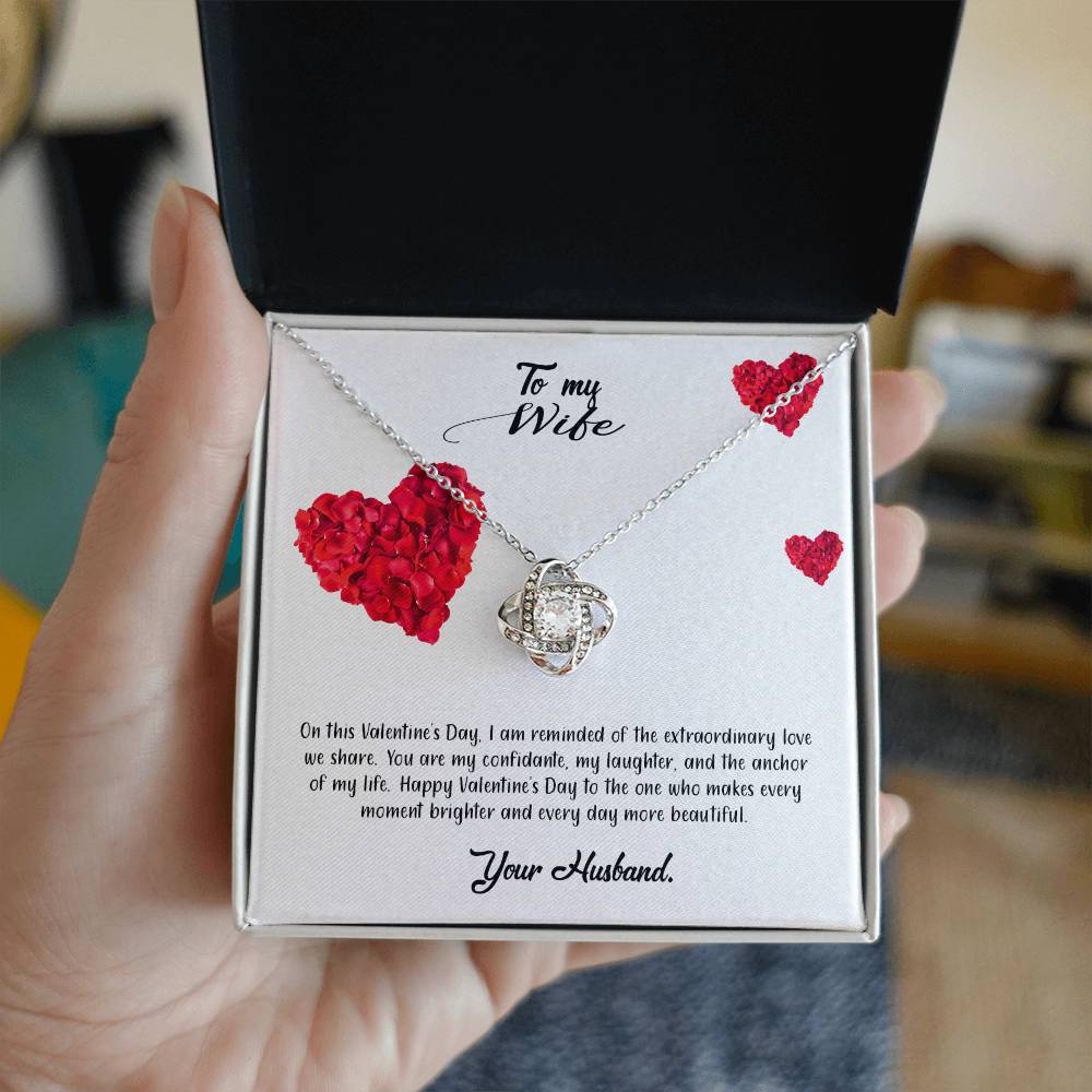 valentine-17a Love Knot Necklace, Gift to my Wife with Beautiful Message Card