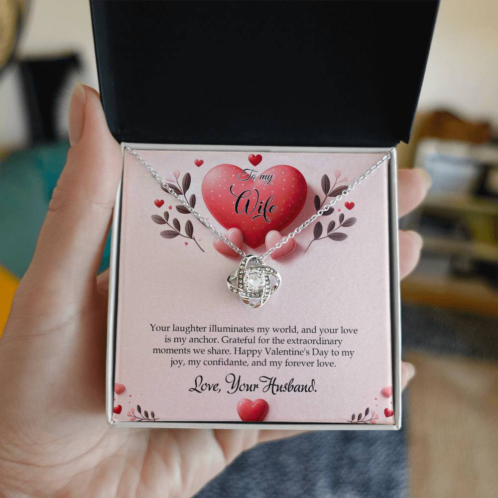 Valentine-st13a Love Knot Necklace, Gift to my Wife with Beautiful Message Card