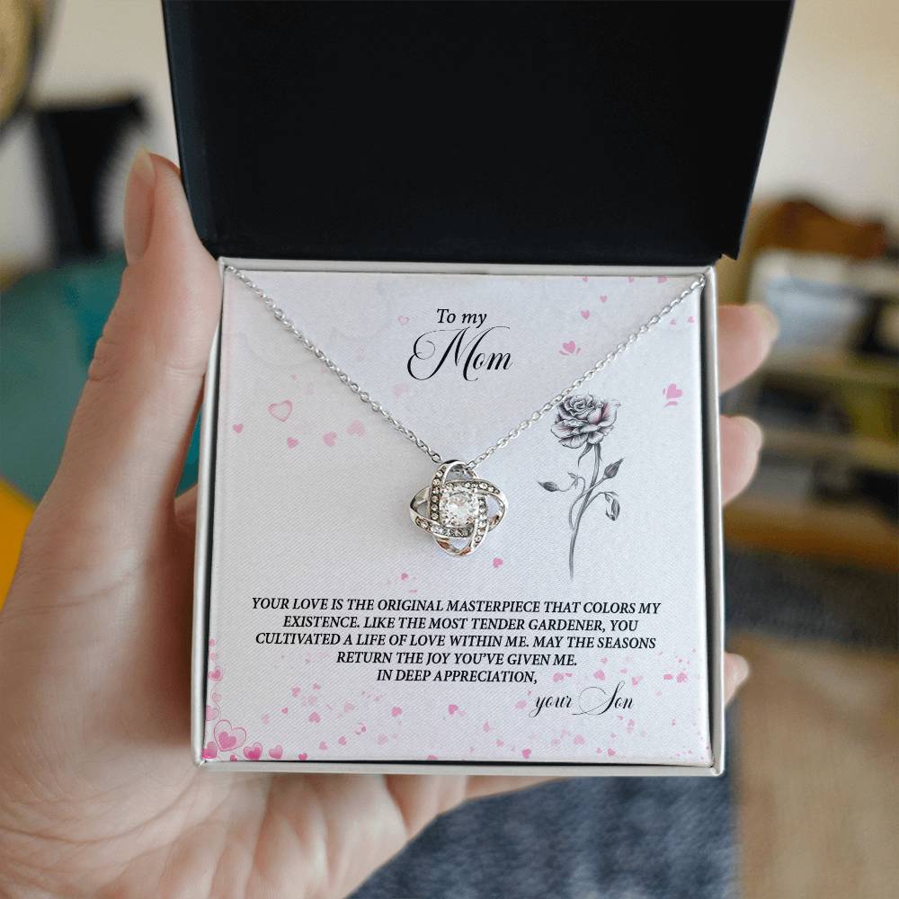 4037c Love Knot Necklace, Gift to my Mom with Beautiful Message Card