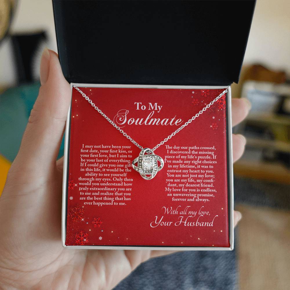 4005b Love Knot Necklace, Gift to My Soulmate with Message card