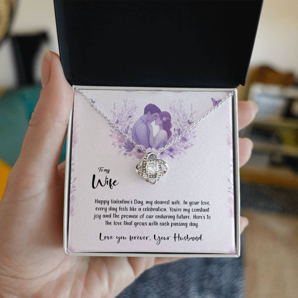 Valentine-st14a Love Knot Necklace, Gift to my Wife with Beautiful Message Card