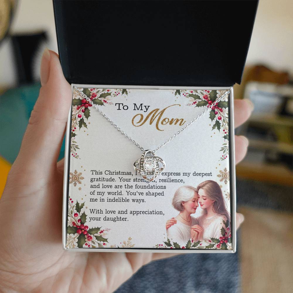 95147a Love Knot Necklace, Gift to my Mom with Beautiful Message Card