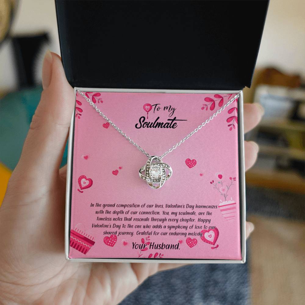 valentine-16b Love Knot Necklace, Gift to My Soulmate with Message card