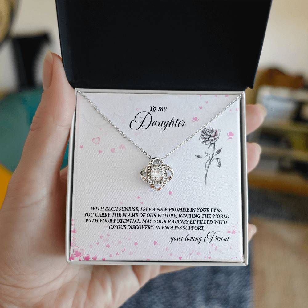 4037a Love Knot Necklace, Gift to my Daughter with Beautiful Message Card