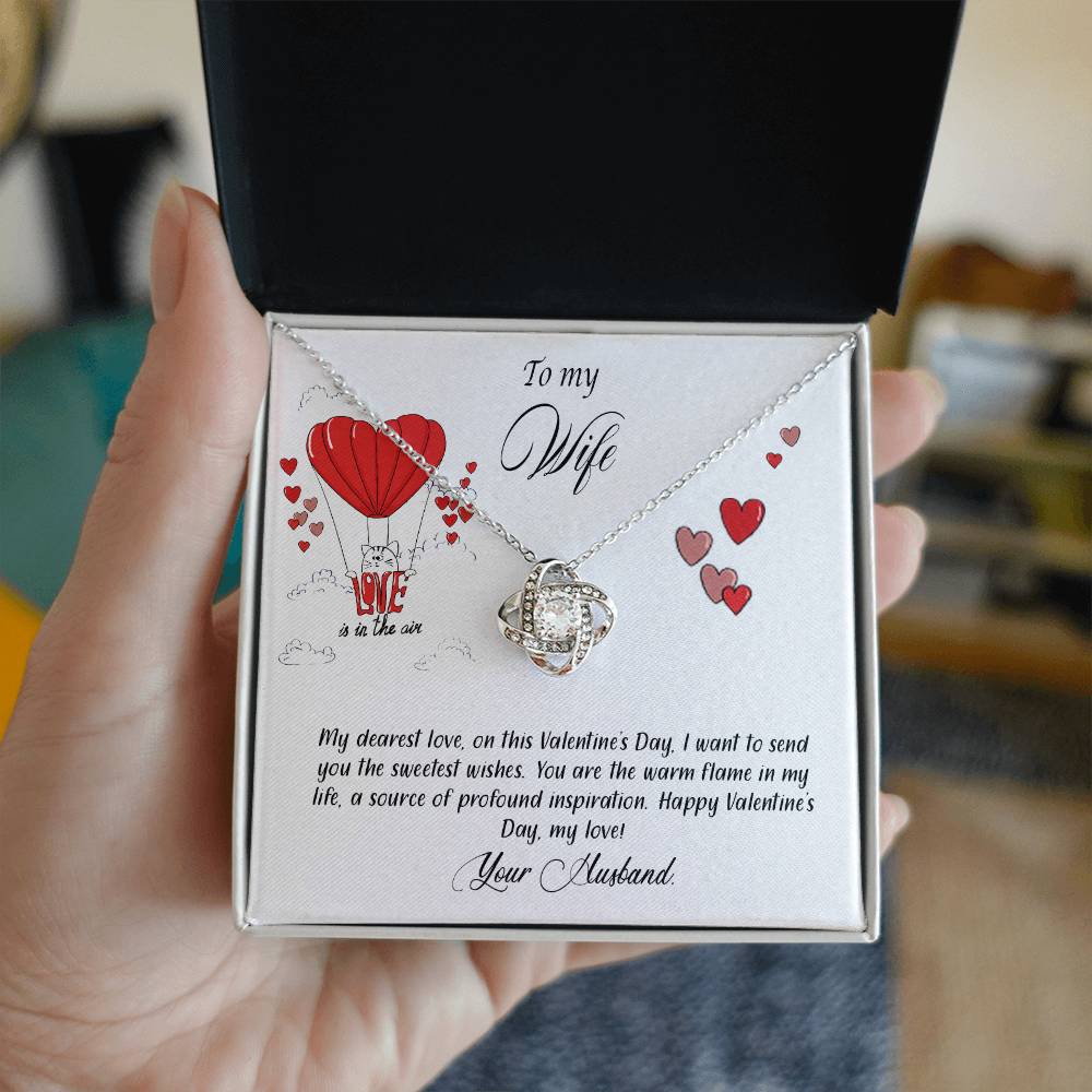 valentine-24a Love Knot Necklace, Gift to my Wife with Beautiful Message Card