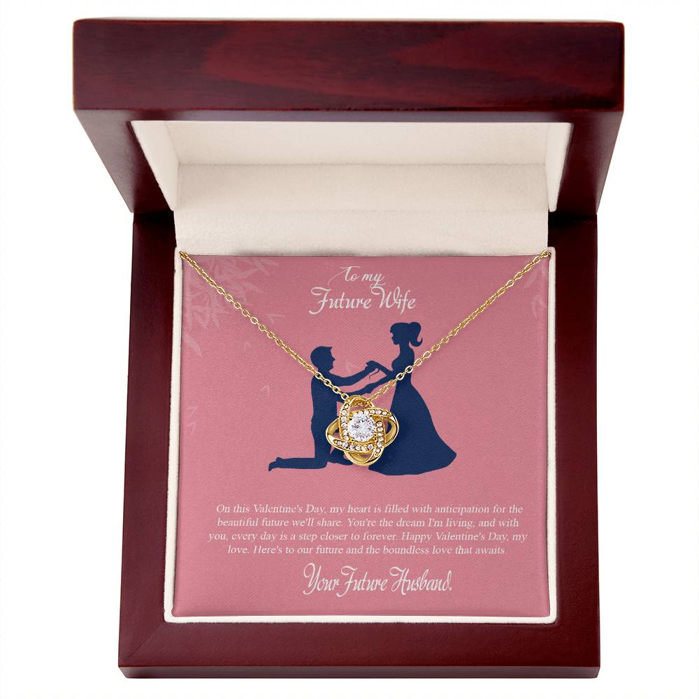 valentine-2d Love Knot Necklace, Gift to my Future Wife with Beautiful Message Card