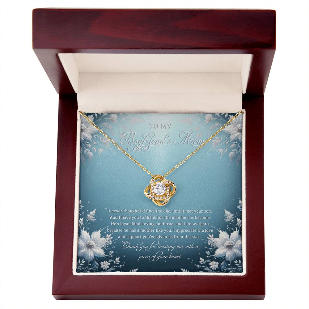 95313c Love Knot Necklace, Gift to my Boyfriend's Mom with Beautiful Message Card