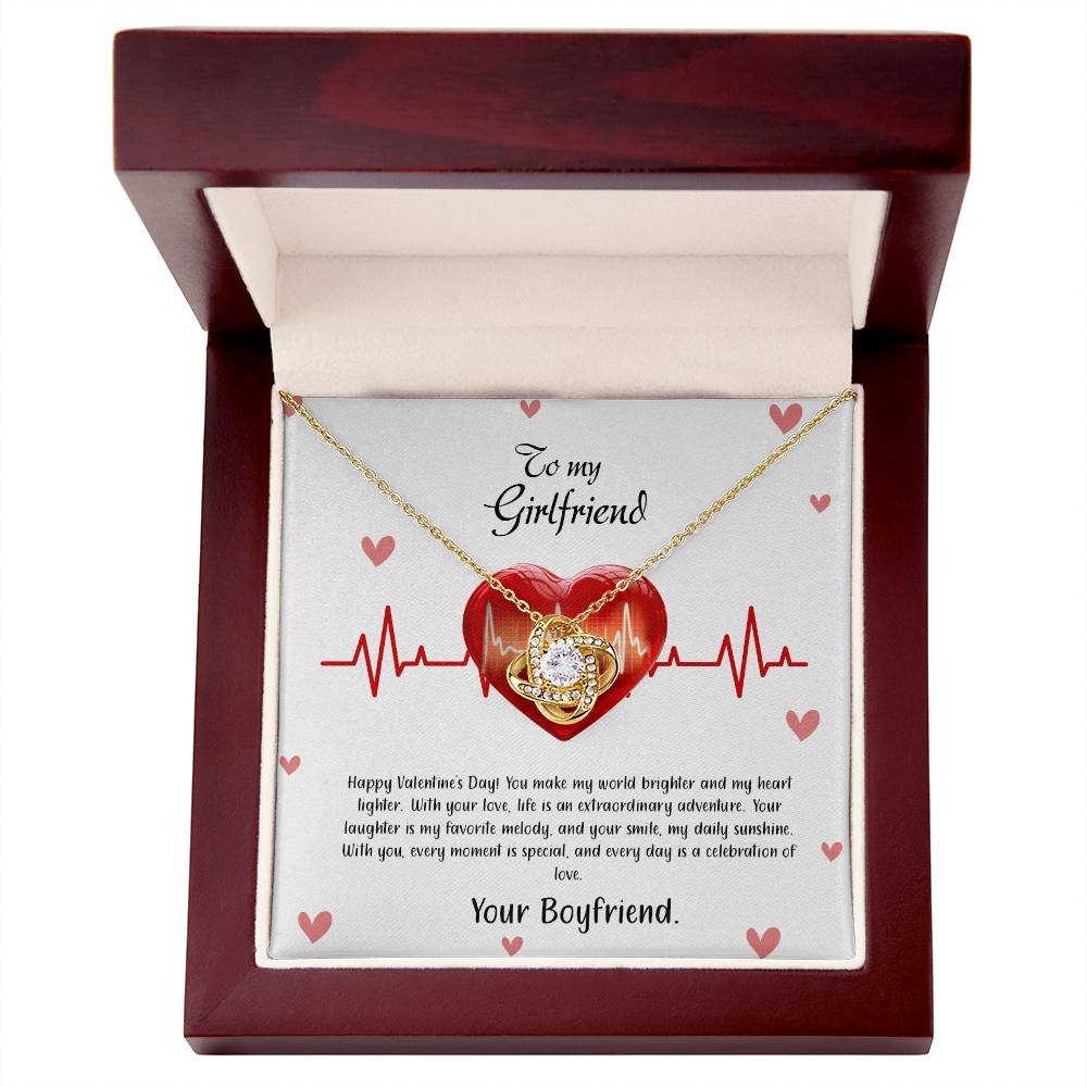 valentine-33c Love Knot Necklace, Gift to my Girlfriend with Beautiful Message Card