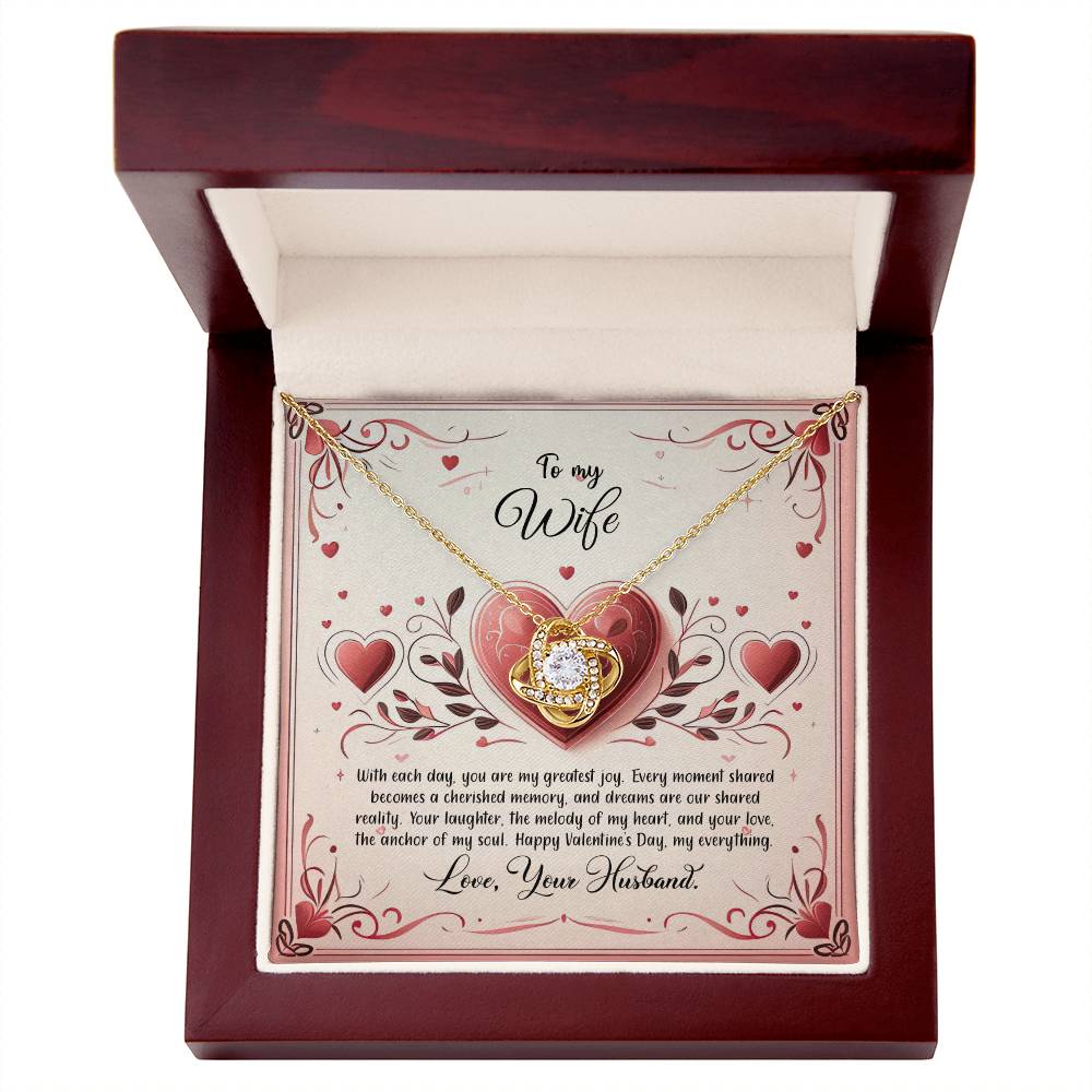 Valentine-st12a Love Knot Necklace, Gift to my Wife with Beautiful Message Card