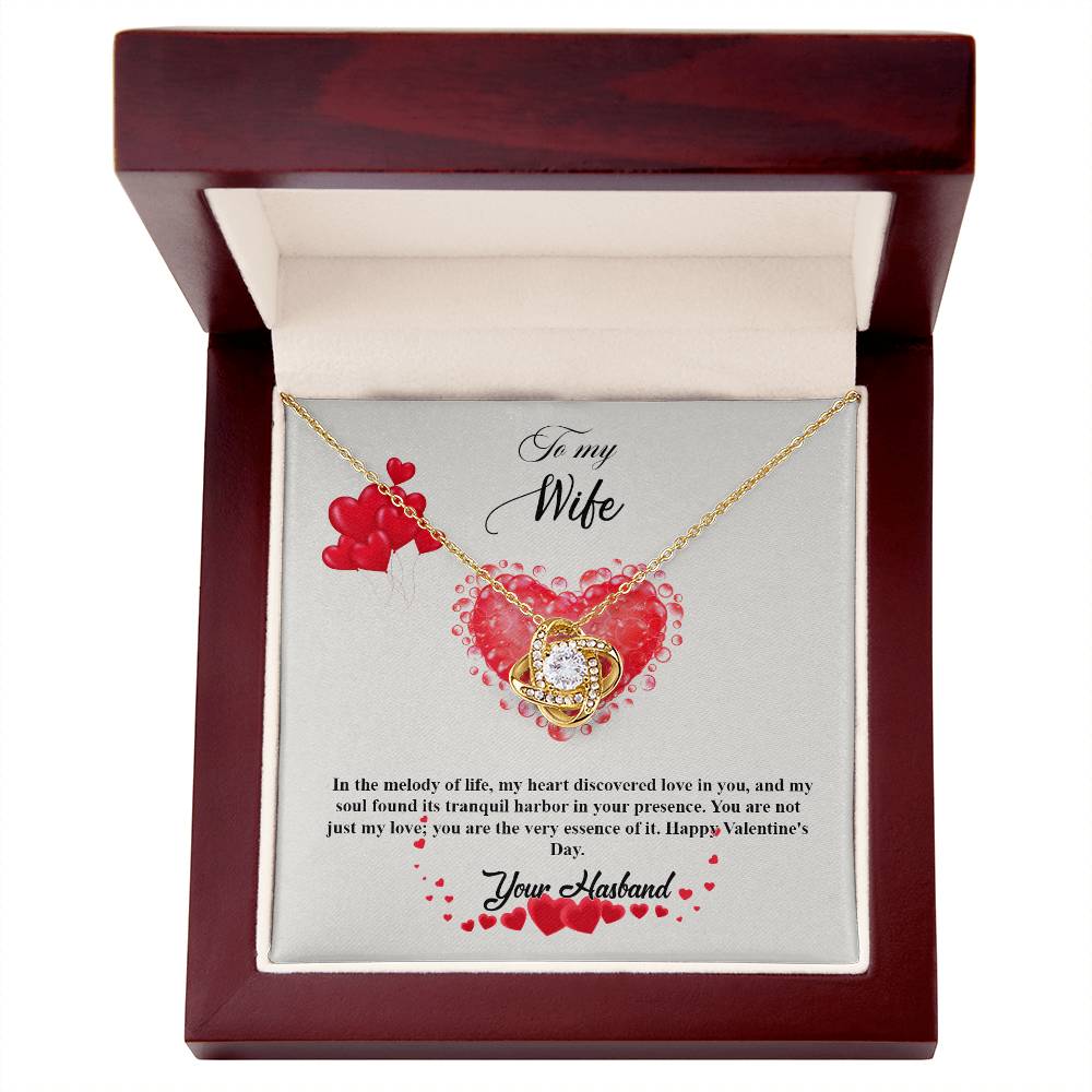 valentine-20a Love Knot Necklace, Gift to my Wife with Beautiful Message Card