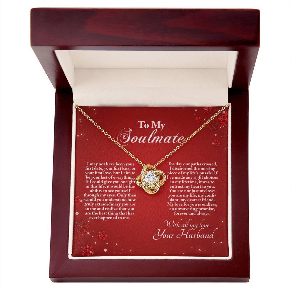 4005b Love Knot Necklace, Gift to My Soulmate with Message card