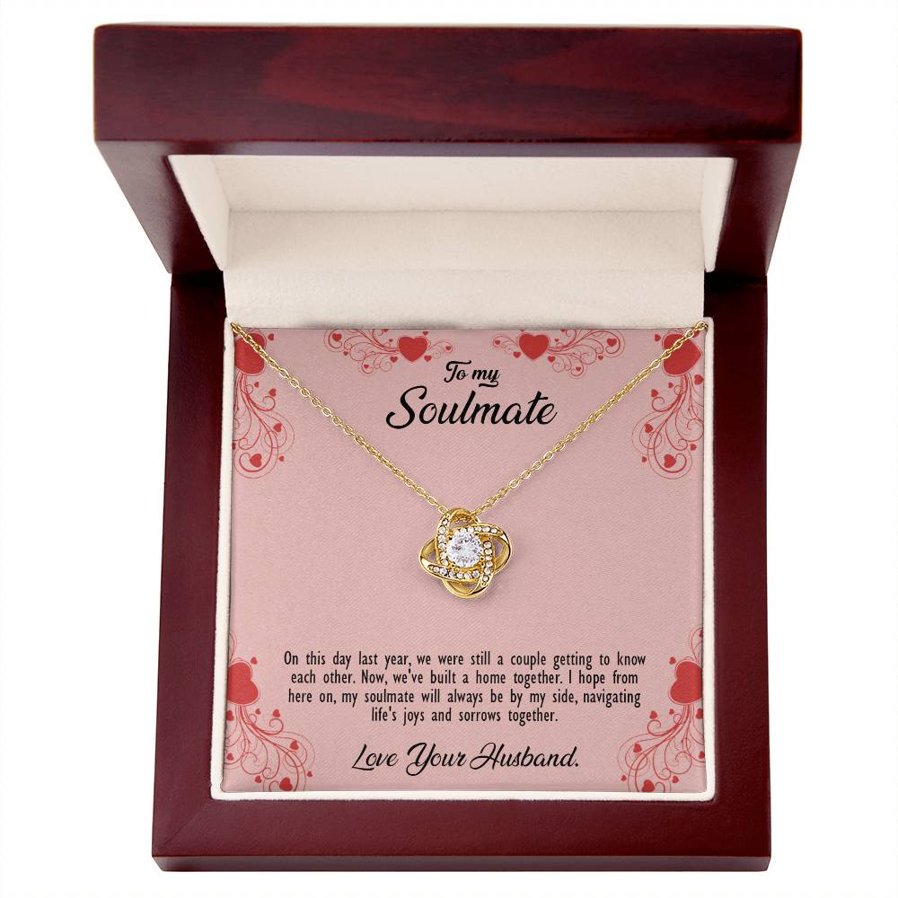 valentine-29b Love Knot Necklace, Gift to My Soulmate with Message card