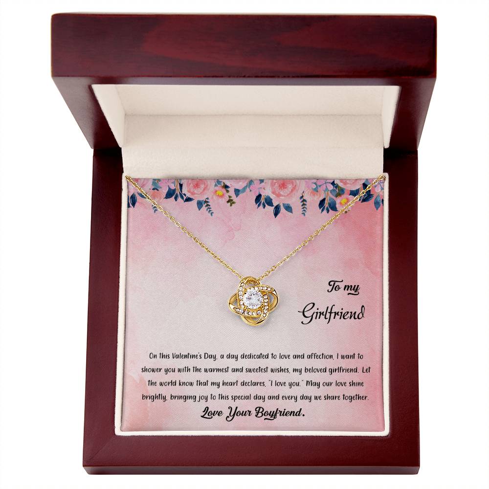 valentine-38c Love Knot Necklace, Gift to my Girlfriend with Beautiful Message Card