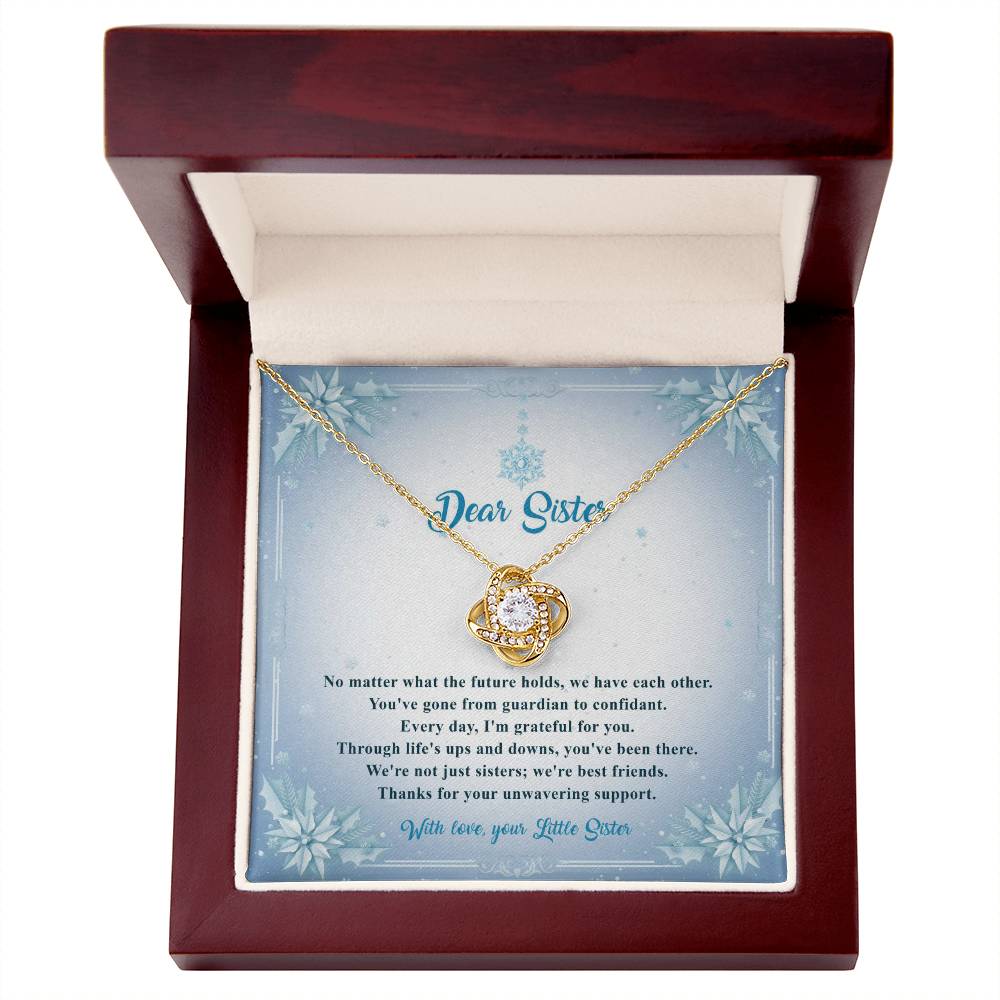 95315b Love Knot Necklace, Gift to my Sister with Beautiful Message Card