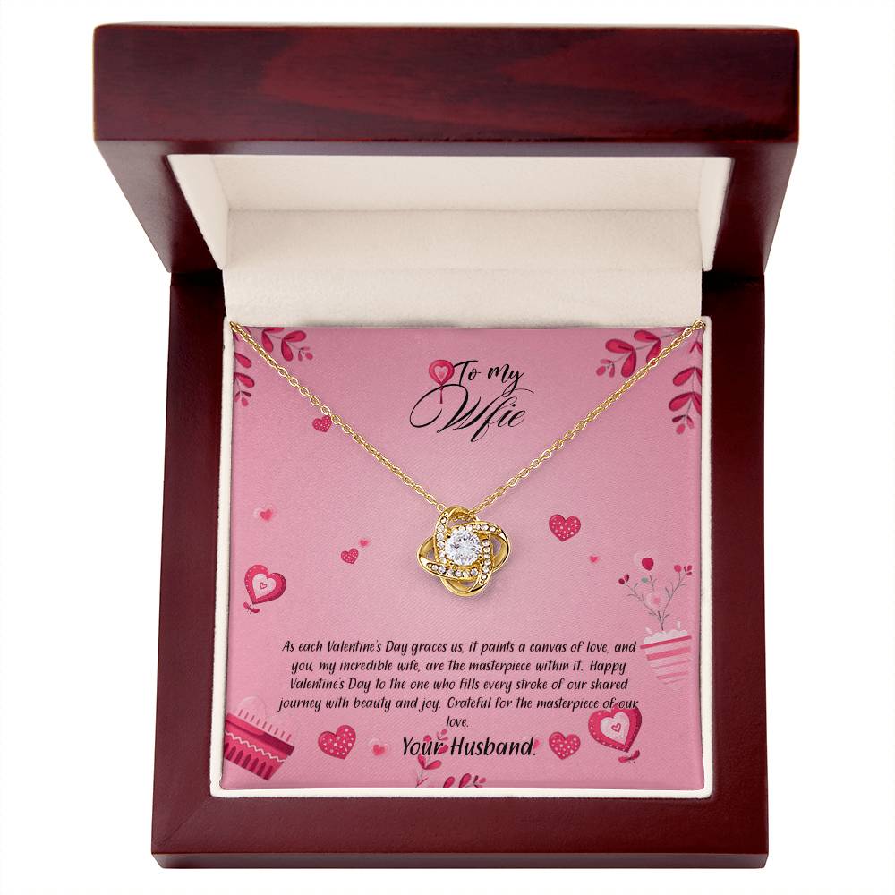 valentine-16a Love Knot Necklace, Gift to my Wife with Beautiful Message Card