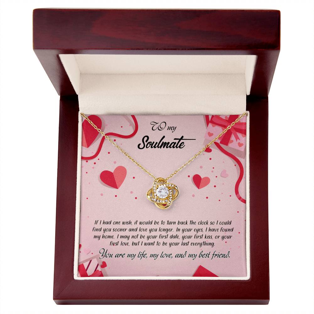 valentine-15b Love Knot Necklace, Gift to My Soulmate with Message card