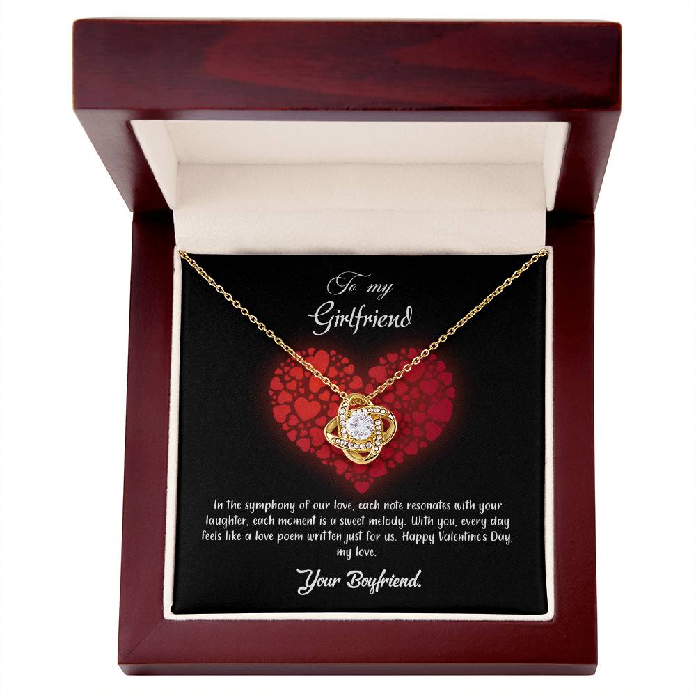 valentine-23c Love Knot Necklace, Gift to my Girlfriend with Beautiful Message Card