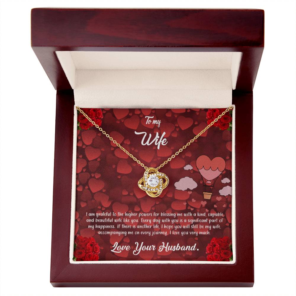 valentine-27a Love Knot Necklace, Gift to my Wife with Beautiful Message Card