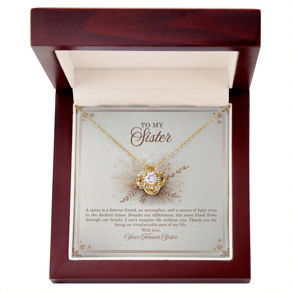 95318b Love Knot Necklace, Gift to my Sister with Beautiful Message Card