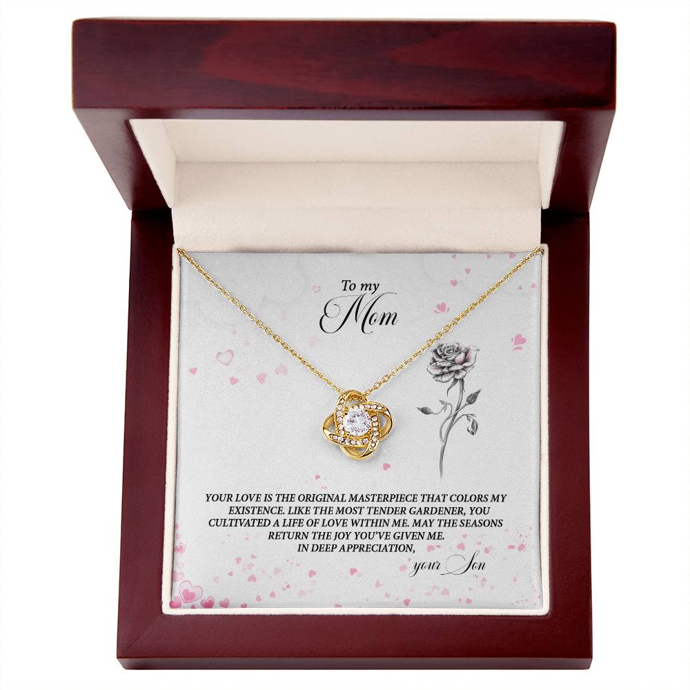 4037c Love Knot Necklace, Gift to my Mom with Beautiful Message Card