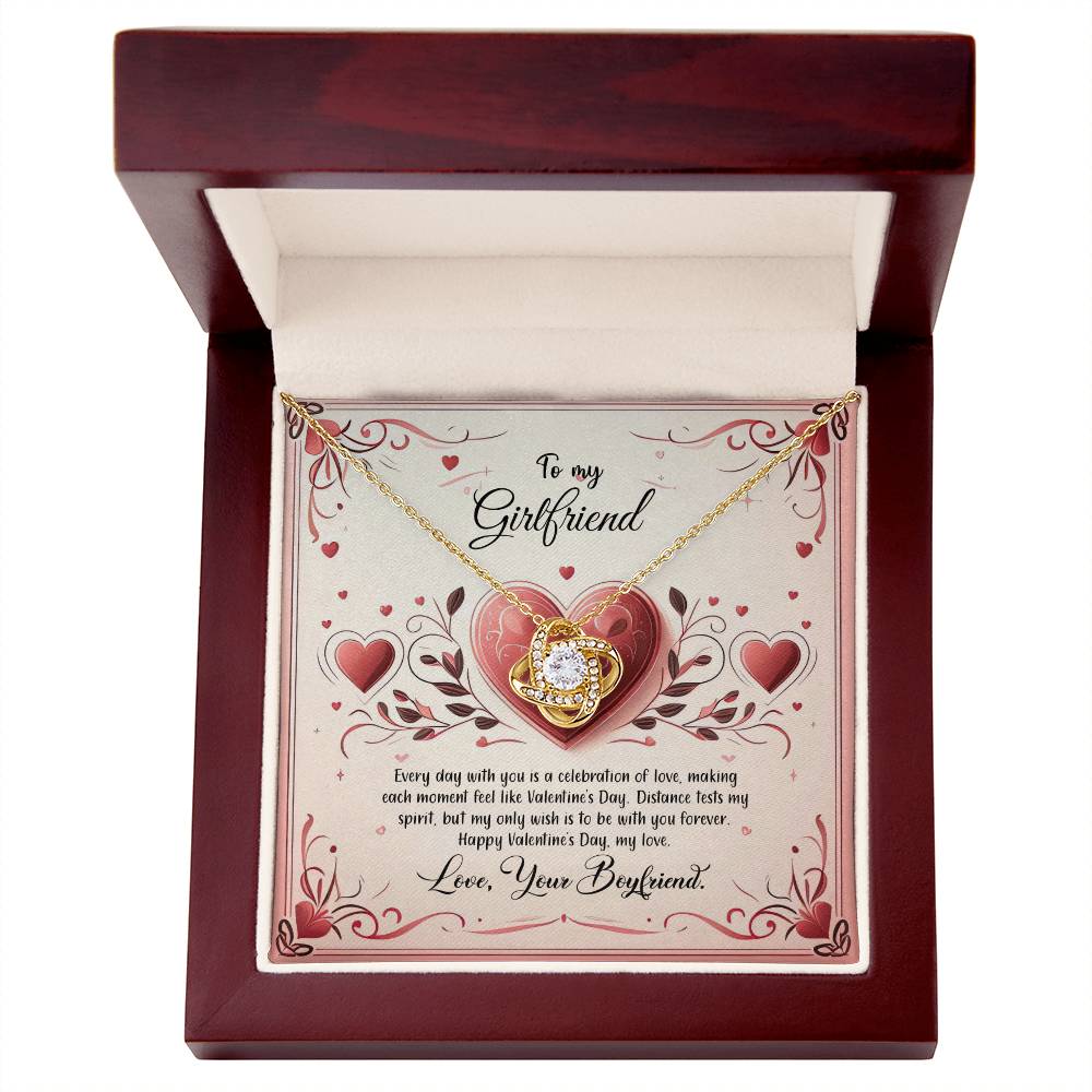 Valentine-st12c Love Knot Necklace, Gift to my Girlfriend with Beautiful Message Card