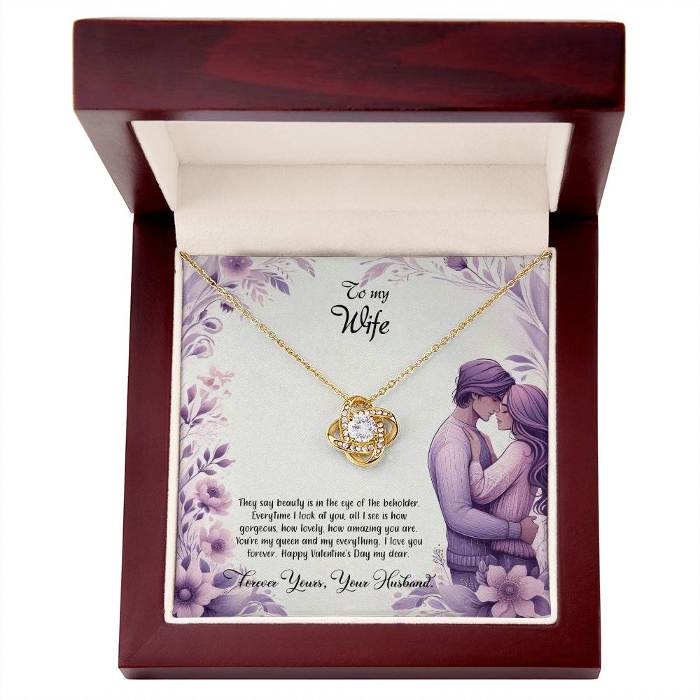 Valentine-st25a Love Knot Necklace, Gift to my Wife with Beautiful Message Card