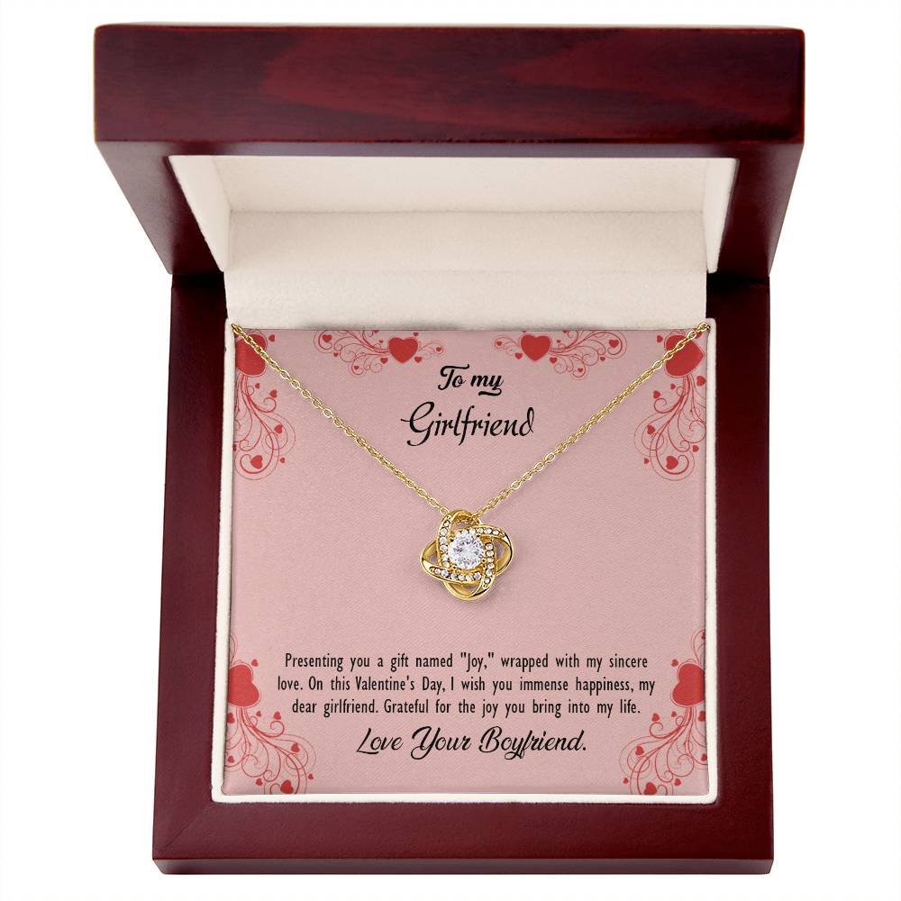 valentine-29c Love Knot Necklace, Gift to my Girlfriend with Beautiful Message Card