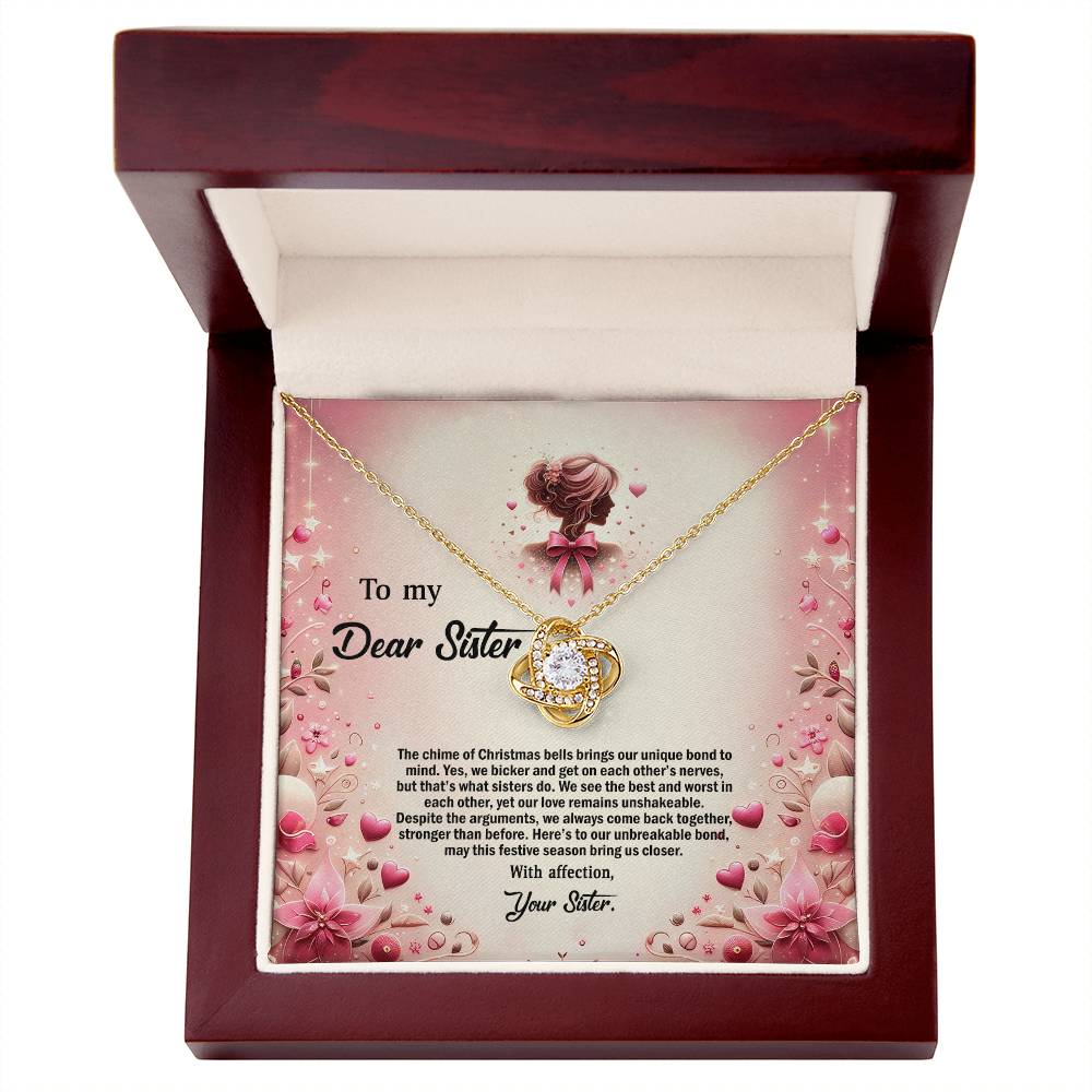 4058e Love Knot Necklace, Gift to my Sister with Beautiful Message Card