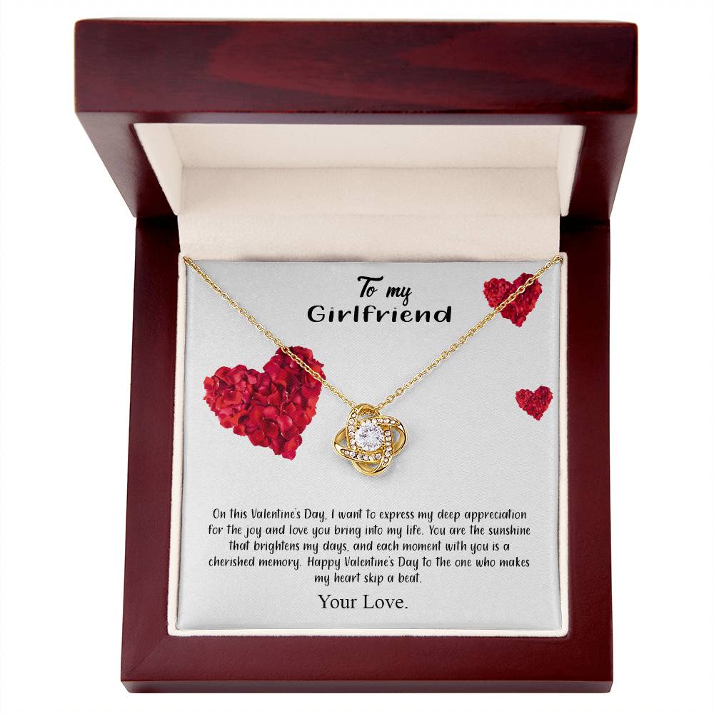 valentine-17c Love Knot Necklace, Gift to my Girlfriend with Beautiful Message Card